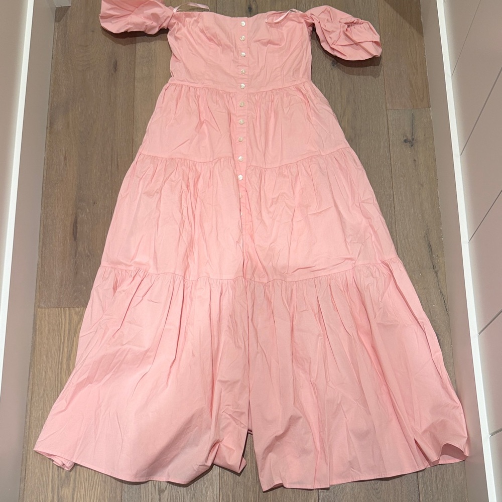 Staud Pink Off-Shoulder Maxi Dress